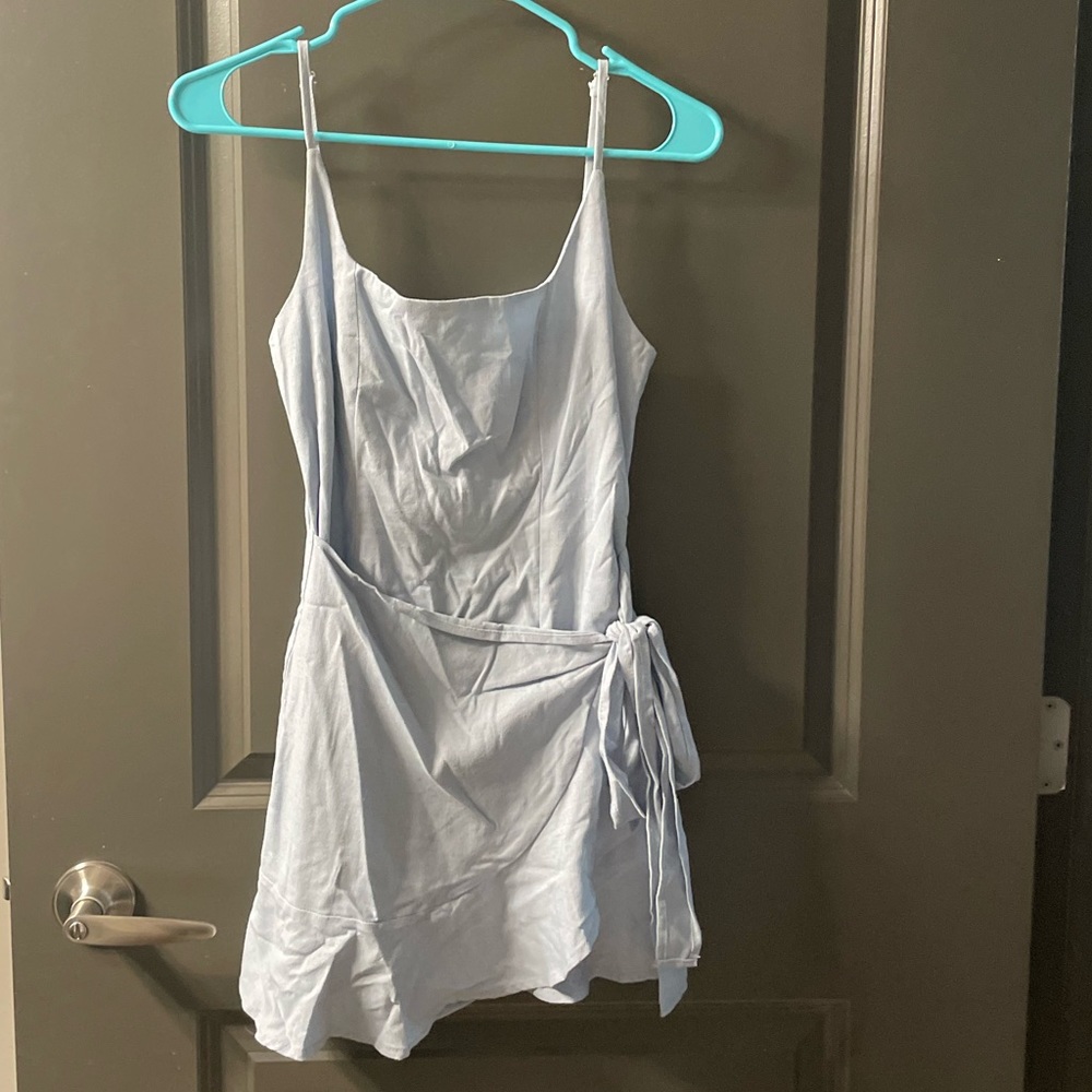❌SOLD❌ Princess Polly light blue ruffle tie dress